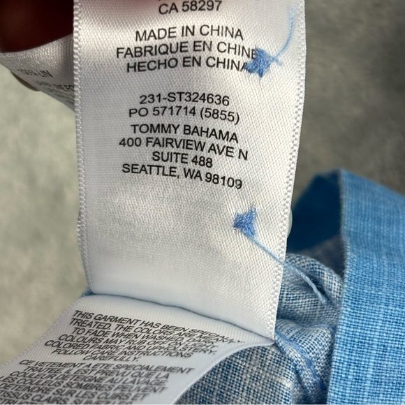 Tommy Bahama Sea Glass Camp Shirt 100% Linen Mens XXL Blue Short Sleeve - Picture 10 of 12